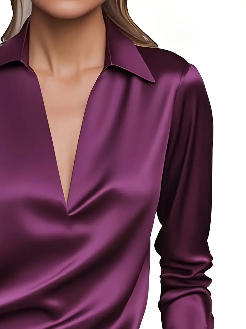 Rhiley – Satin Women’s V-Neck Blouse