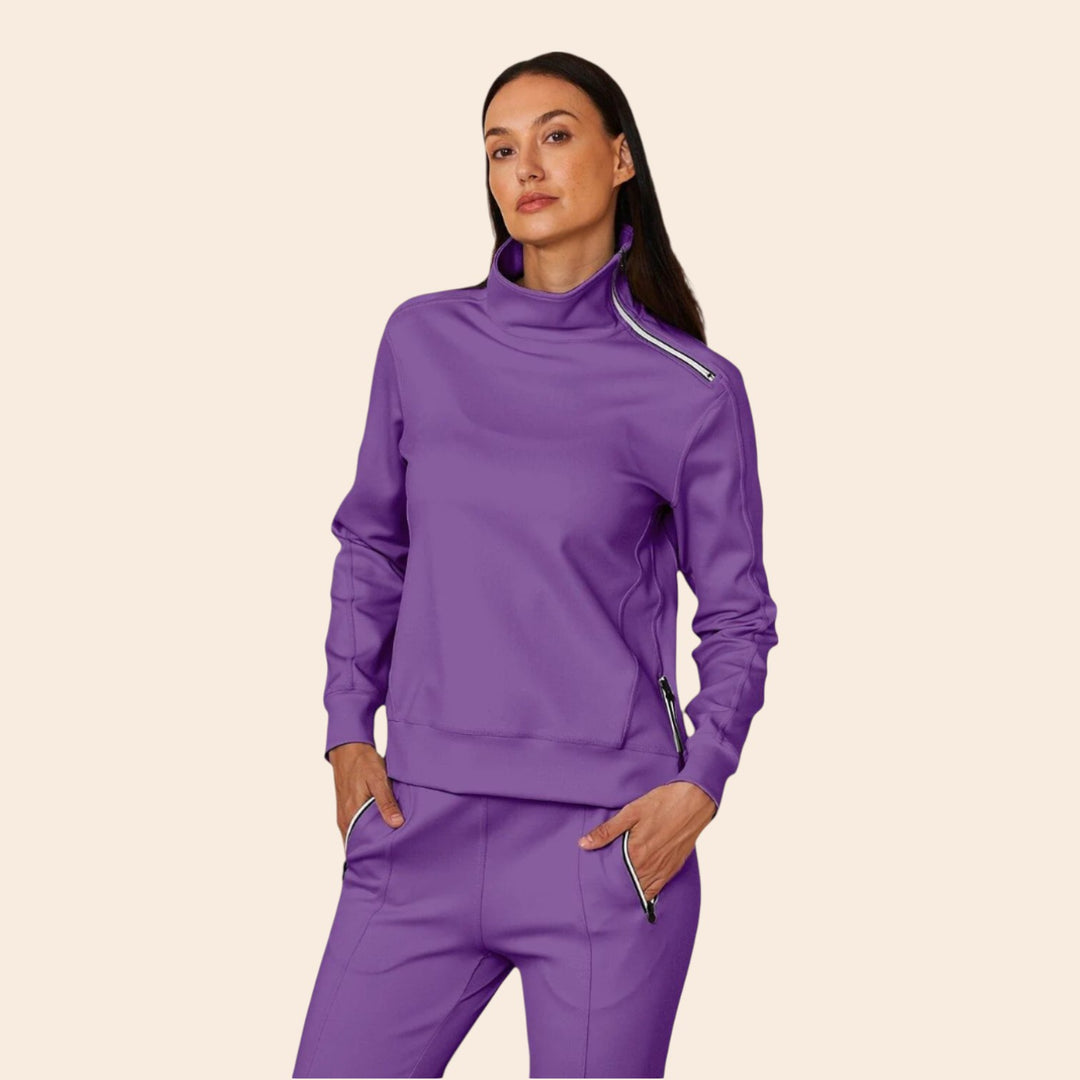 Lalaine – Irregular-Collar Women’s Golf Pullover & Pant Set