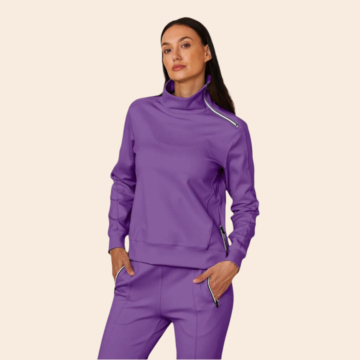 Lalaine – Irregular-Collar Women’s Golf Pullover & Pant Set