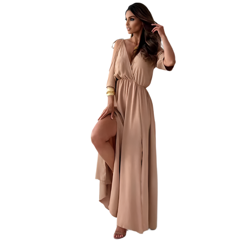 Adeline – Plunging Neck Cold Shoulder Women's Dress