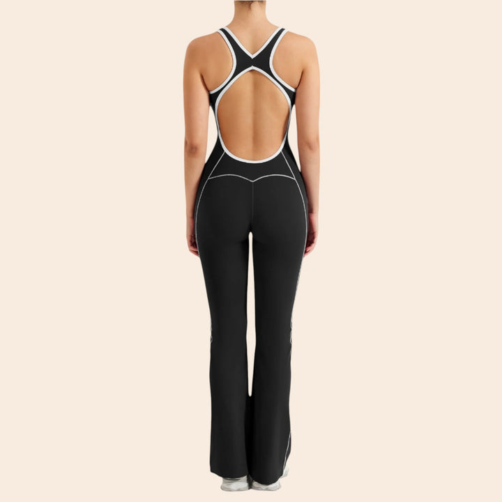 Antonia – Contrast-Trim Women’s Flared Jumpsuit