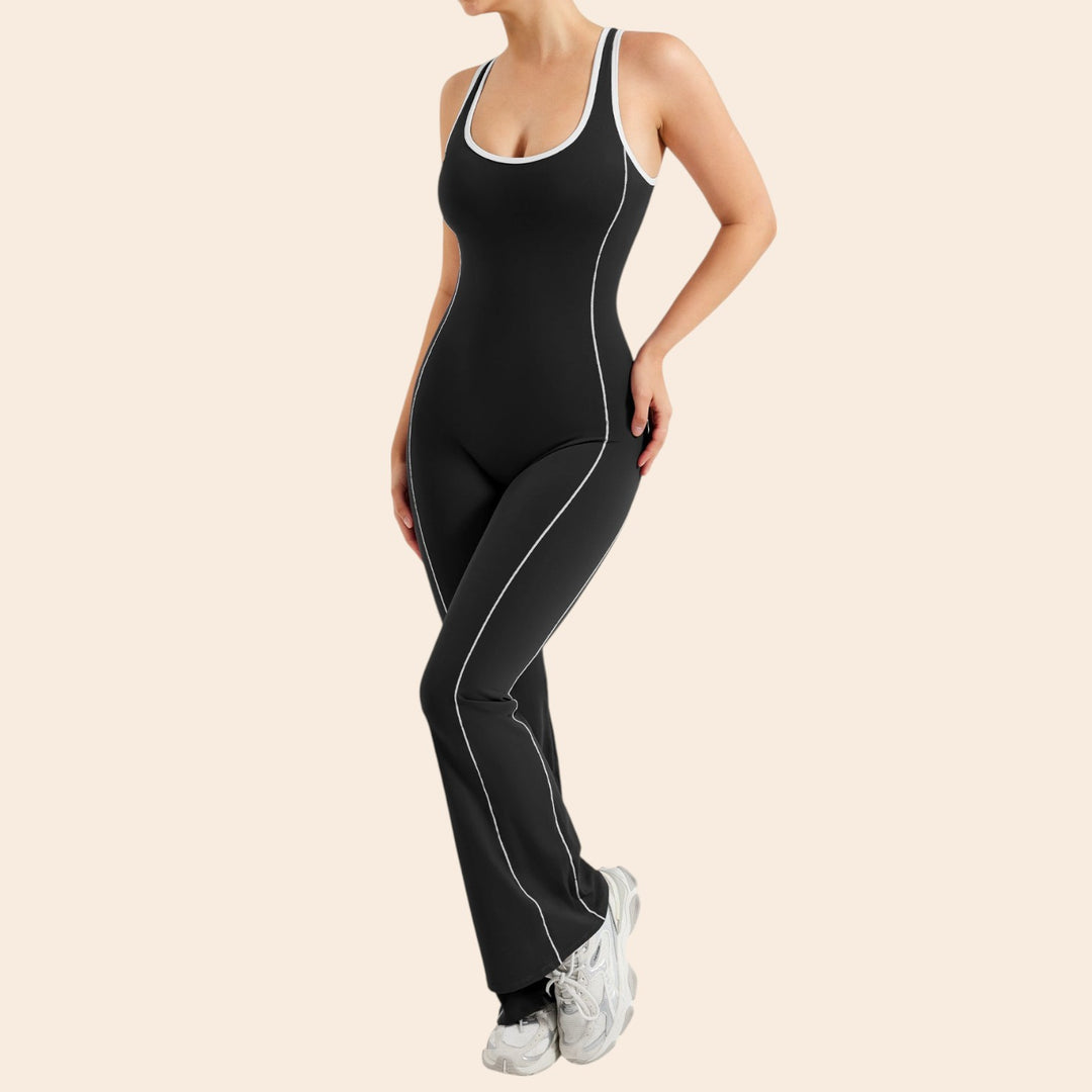 Antonia – Contrast-Trim Women’s Flared Jumpsuit