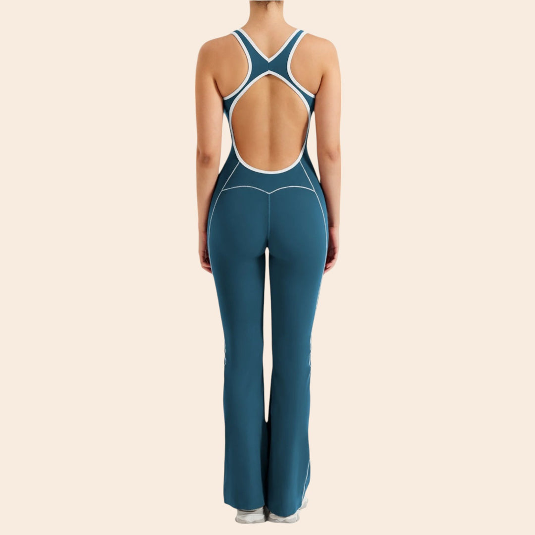 Antonia – Contrast-Trim Women’s Flared Jumpsuit